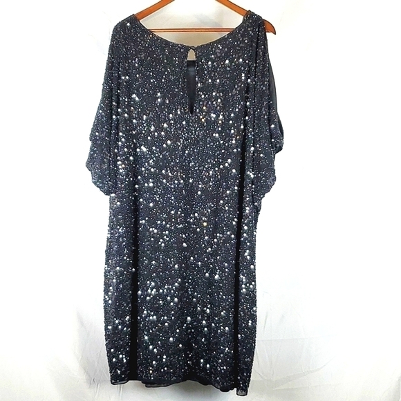 Aidan Mattox Black Cold Shoulder Sequin Dress - Picture 9 of 10